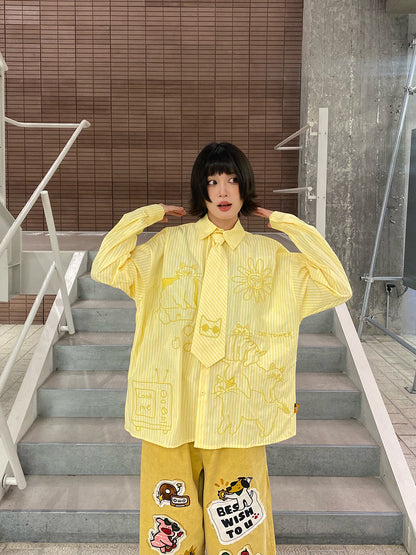 BIBULU - Kidcore Cartoon Stripe Shirt shirt BIBULU