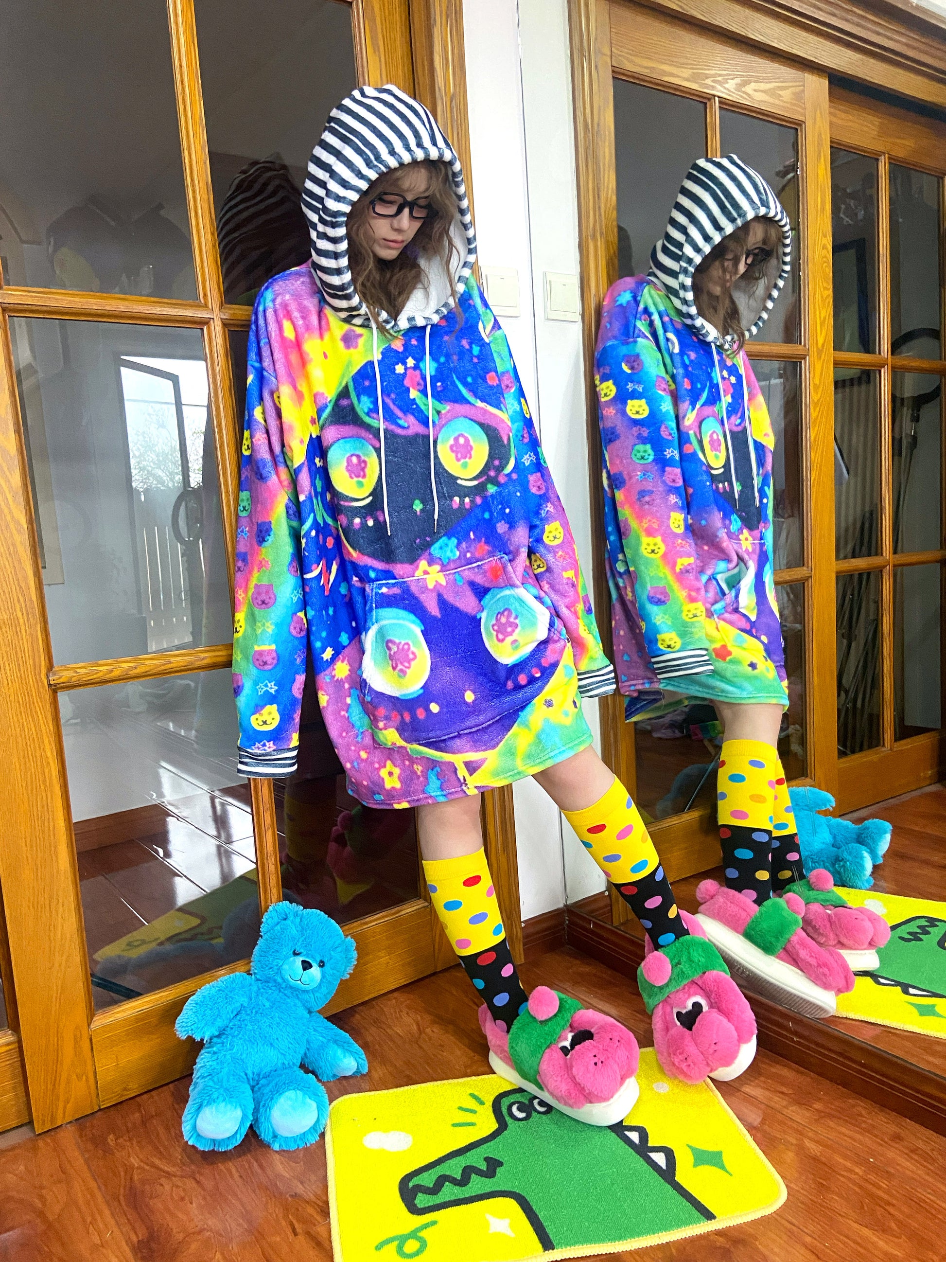 Leerroo - Decora Kei Fleece Cartoon Hoodie hoodie Leerroo