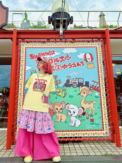 made in zzz - Pink Layered Wide Leg Skirt Pants pants made in zzz