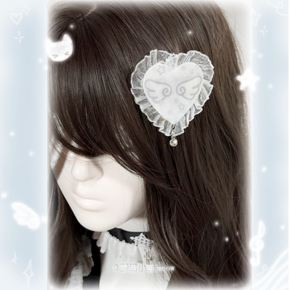 Sleepwalking Cat - Kawaii Moving Wing Heart Hair Clip