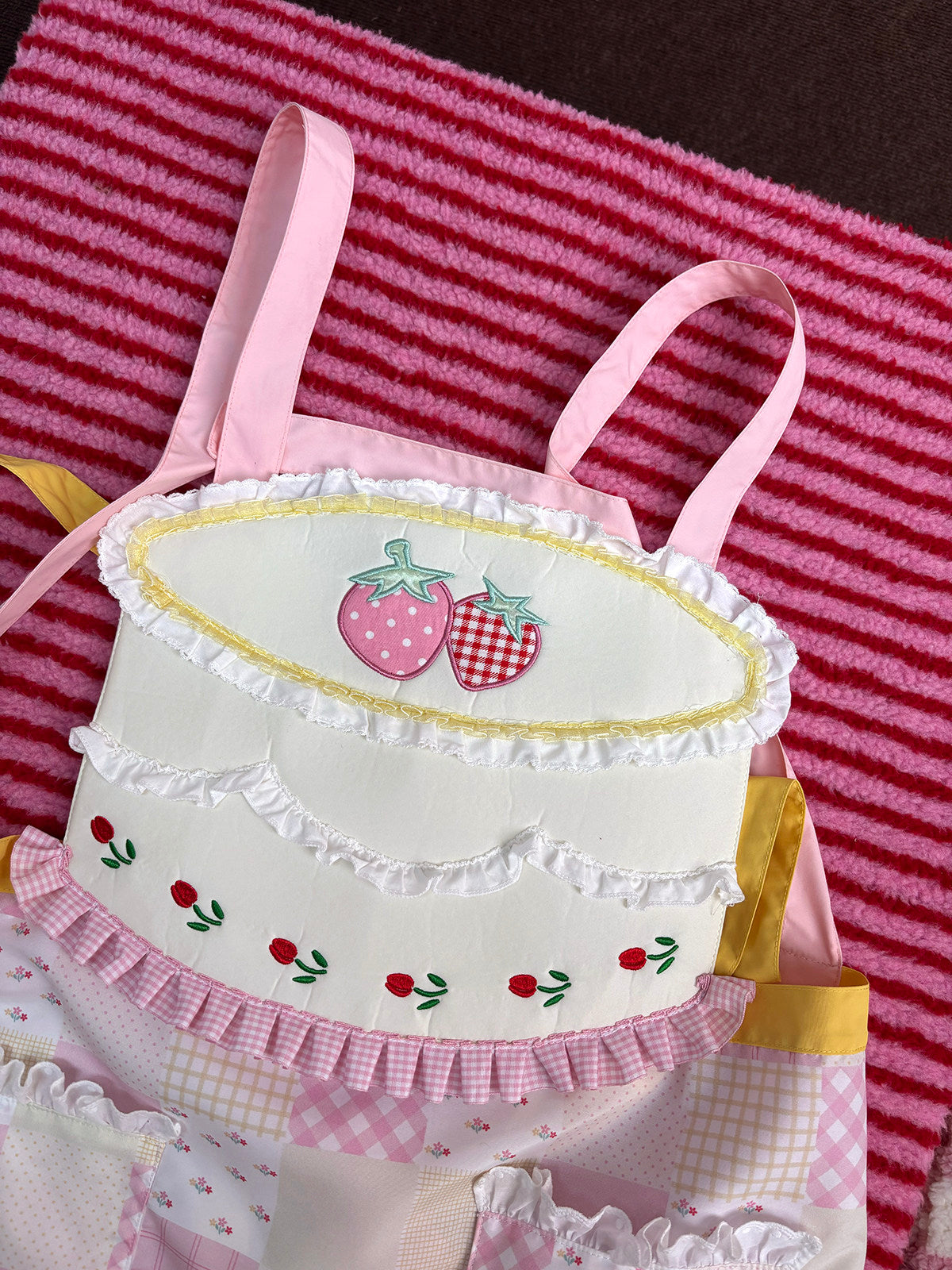 Little Berry - Strawberry Cake Embroidered Apron apron Little Berry
