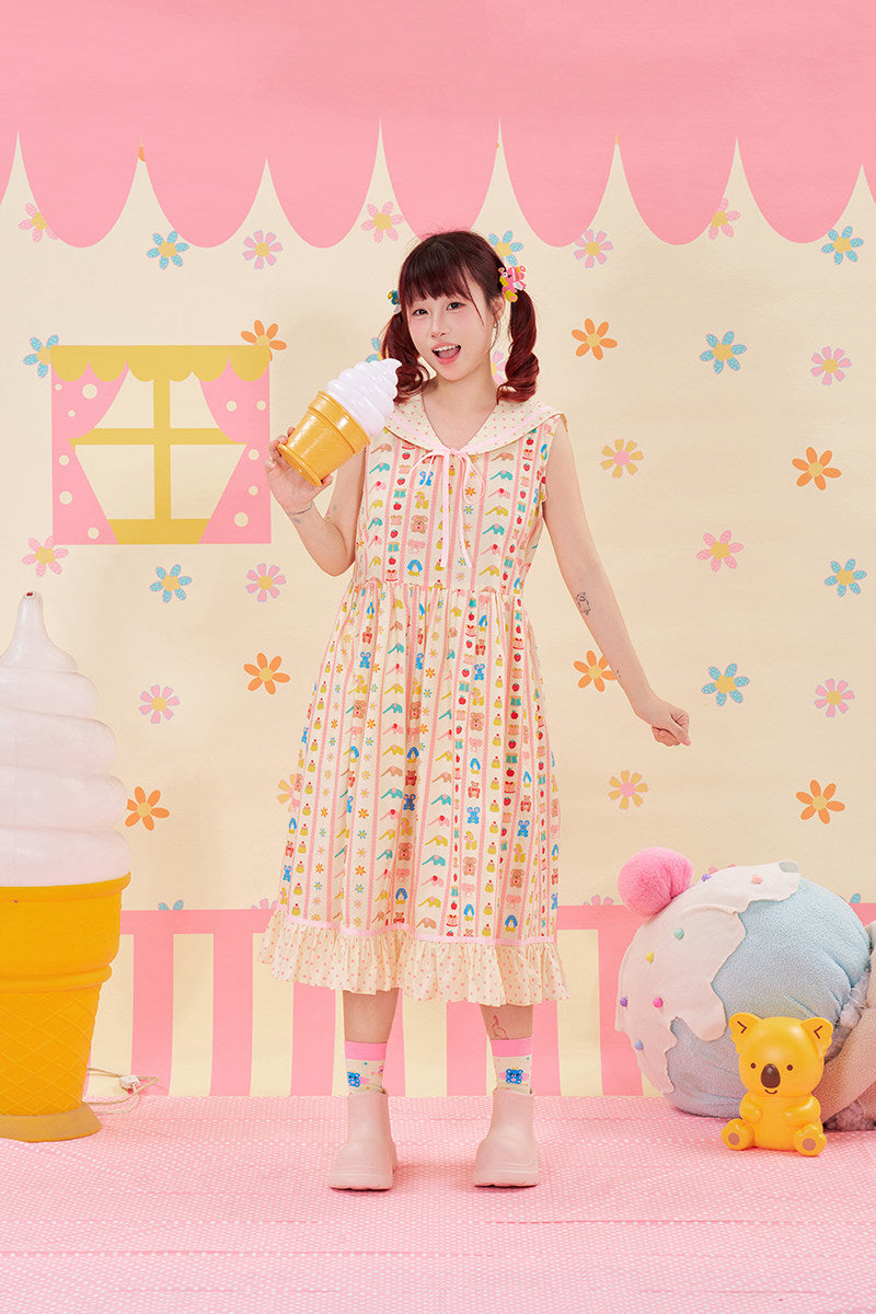 NIKKOU - Animal Print Sailor Dress dress Nikkou home