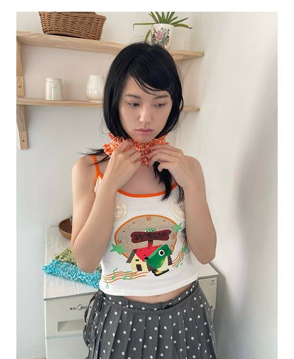 UnsocialNight - Cartoon Print Lace Cami Top camisole UnsocialNight