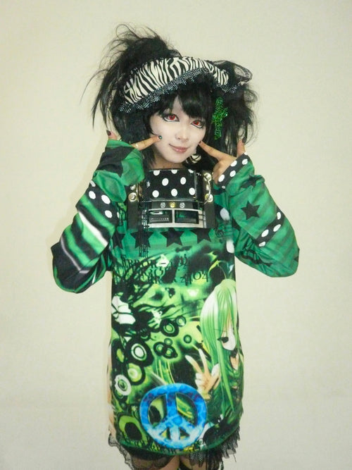 ki00bi00 - Green Stripe Print Long Sleeve Top shirt ki00bi00