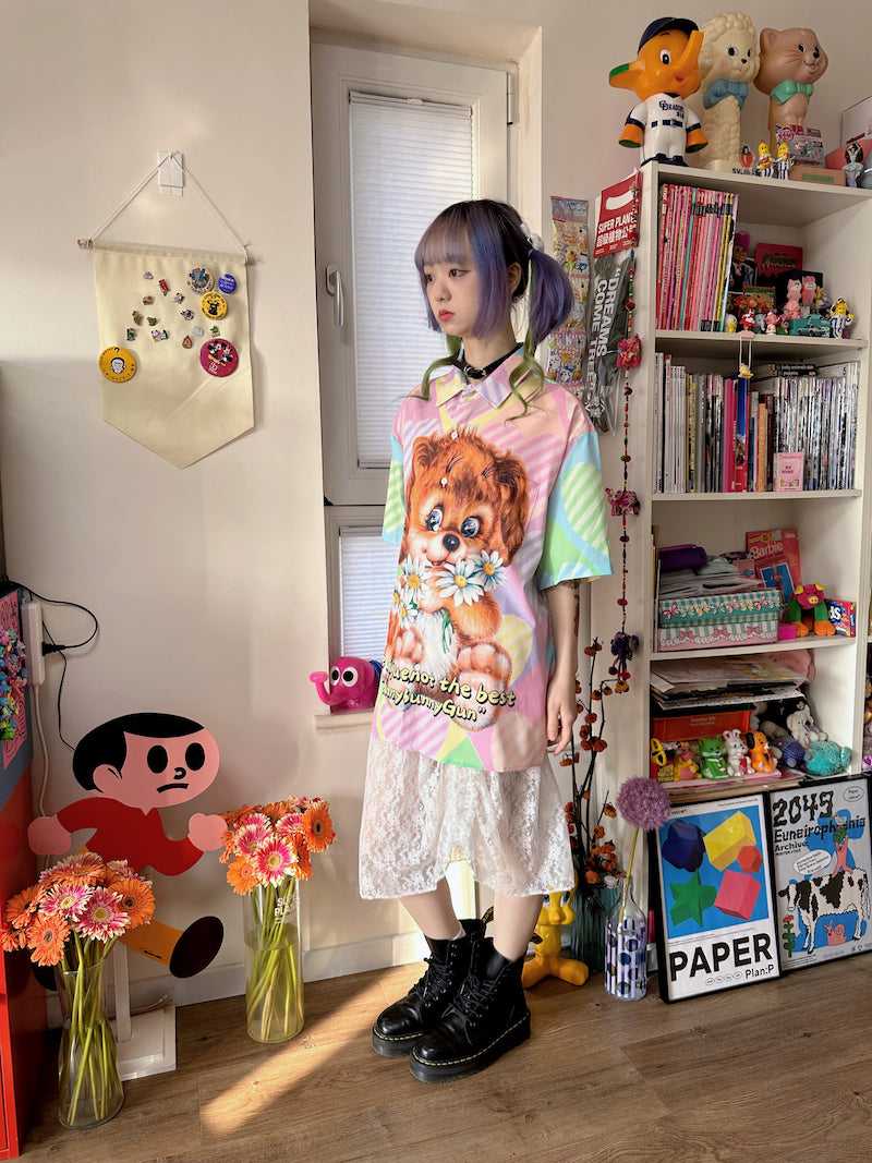 bunnybunnygun – Decora Kei Vintage Dog Oversize Shirt shirt bunnybunnygun