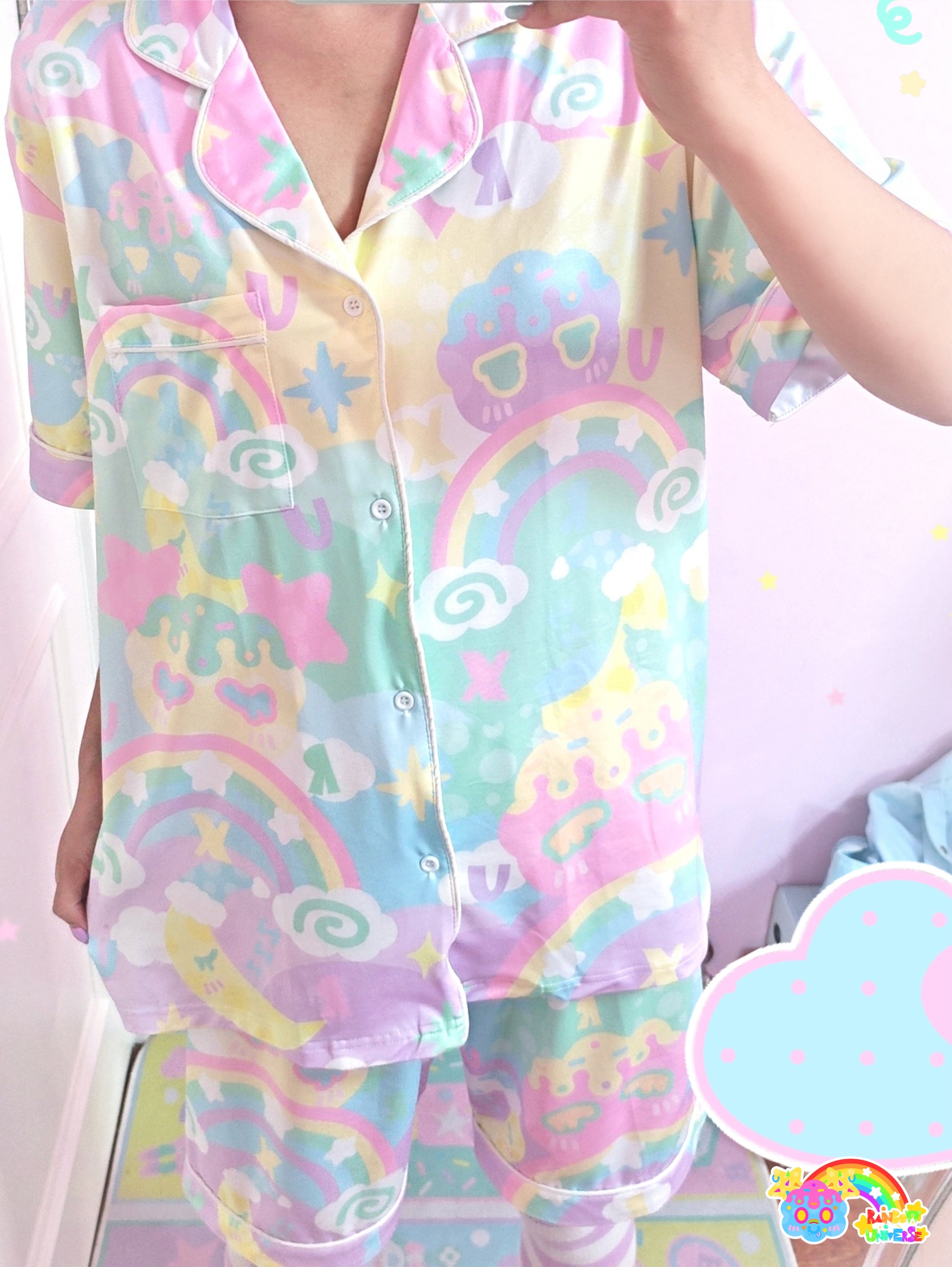 Rainbow Universe RUX - Decora Kawaii Macaron Pajama Set Soft Short Sleeve pajama Rainbow Universe RUX