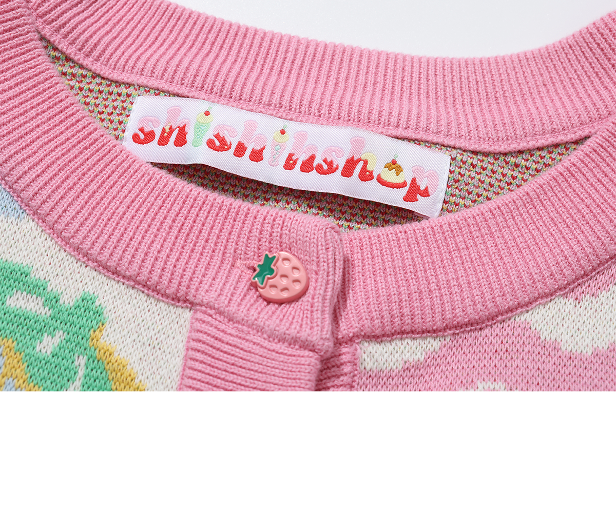 shishihshop - Strawberry Puppy Cotton Cardigan cardigan shishihshop