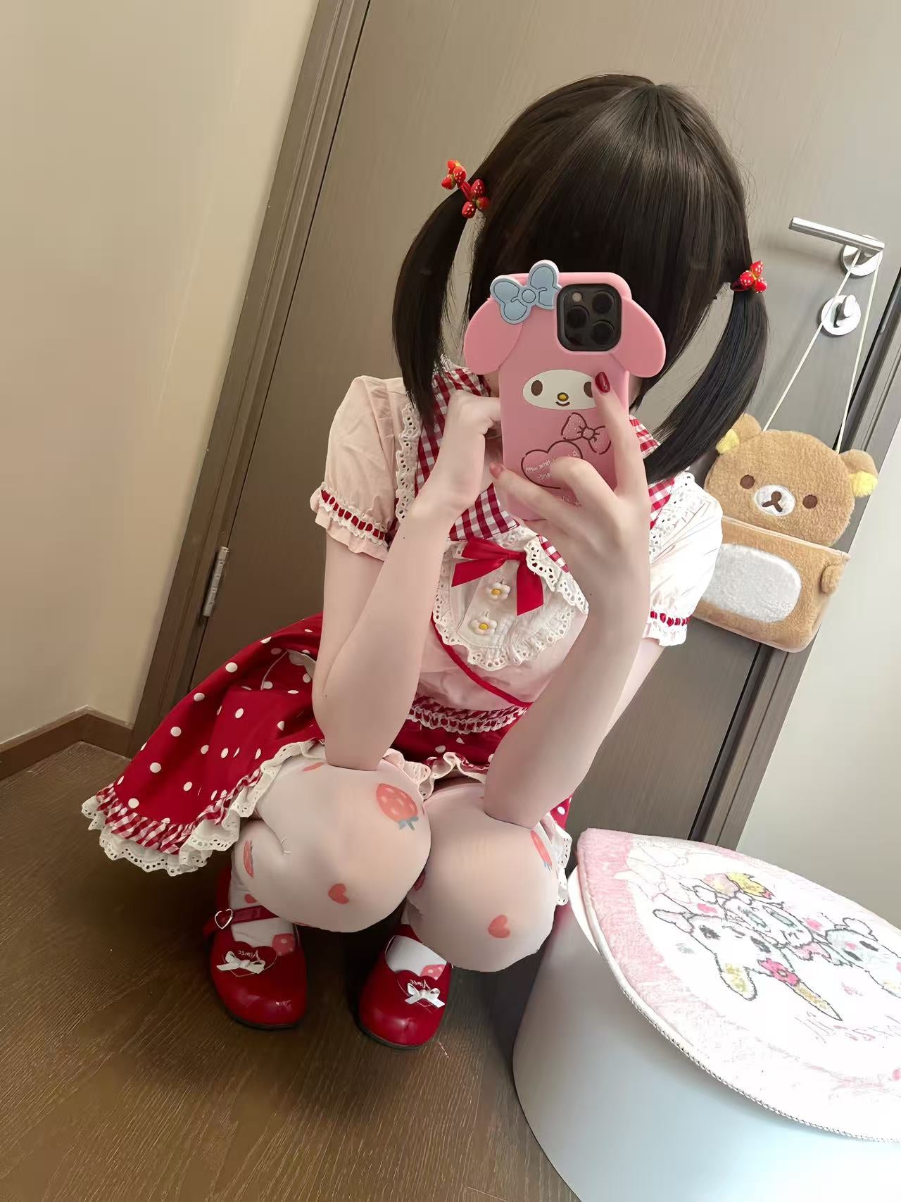 Bunny Planet - Red Strawberry Polka Dot Dress Set dress bunnyplanet