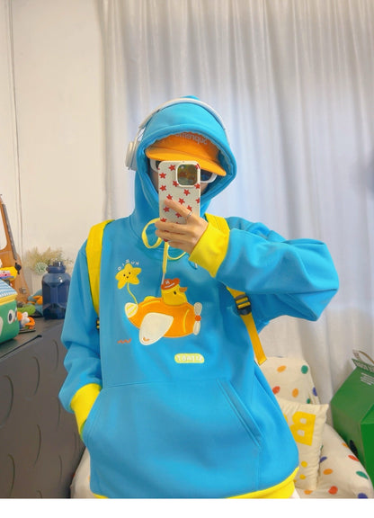 KURIOSITAET - Blue Embroidered Hoodie hoodie KURIOSITAET