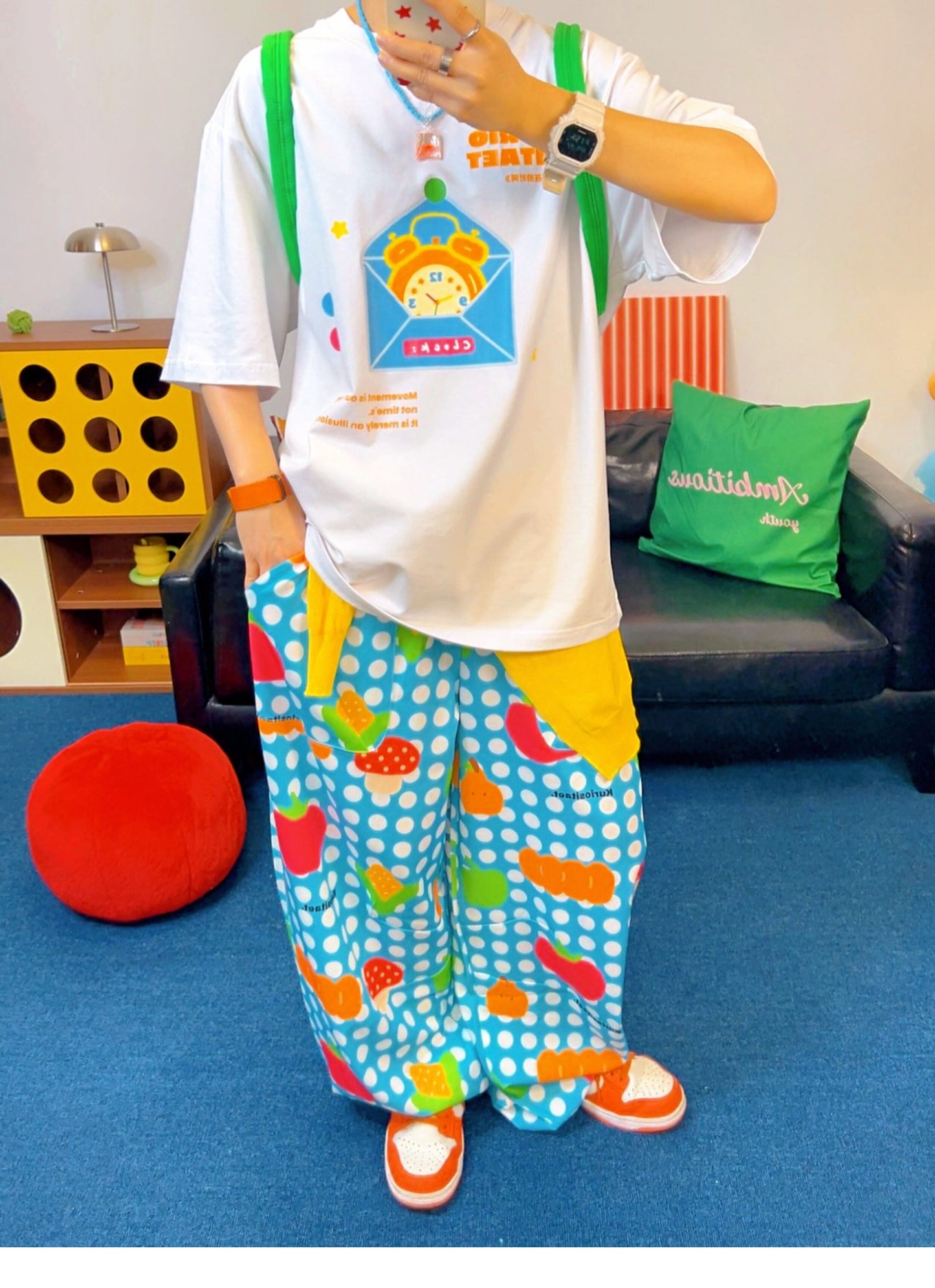 KURIOSITAET - Dopamine Blue Fruit Print Pants pants KURIOSITAET