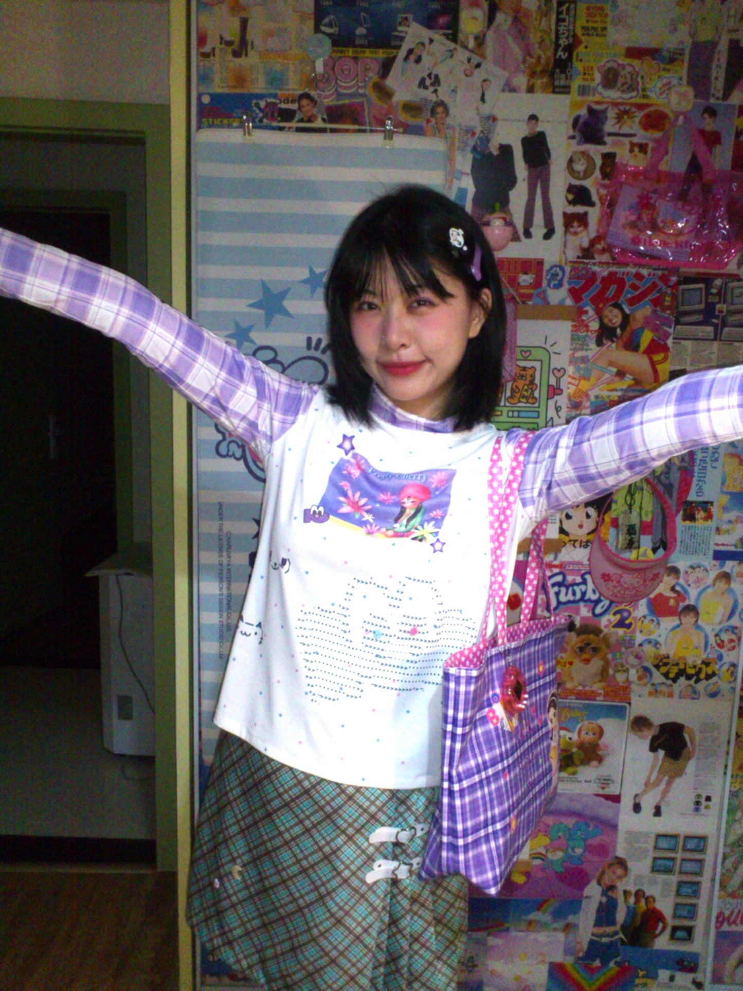 Bodytalk - Purple Y2K Slim Mock Neck Top shirt bodytalk