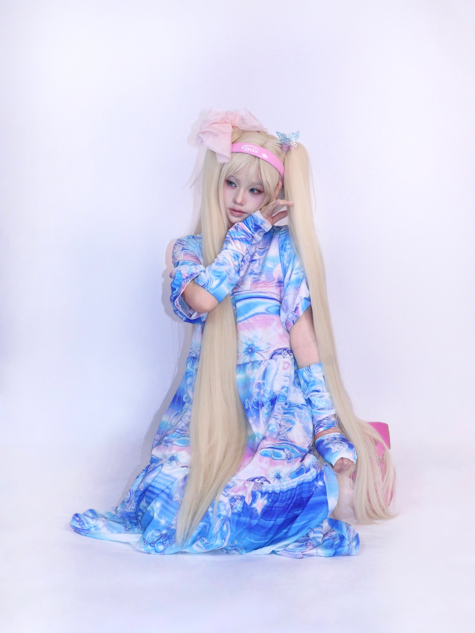 LEERROO - Blue Cyber Print Dress dress Leerroo