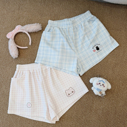Blurred Bear - Plaid Cute Summer Shorts shorts Blurred Bear