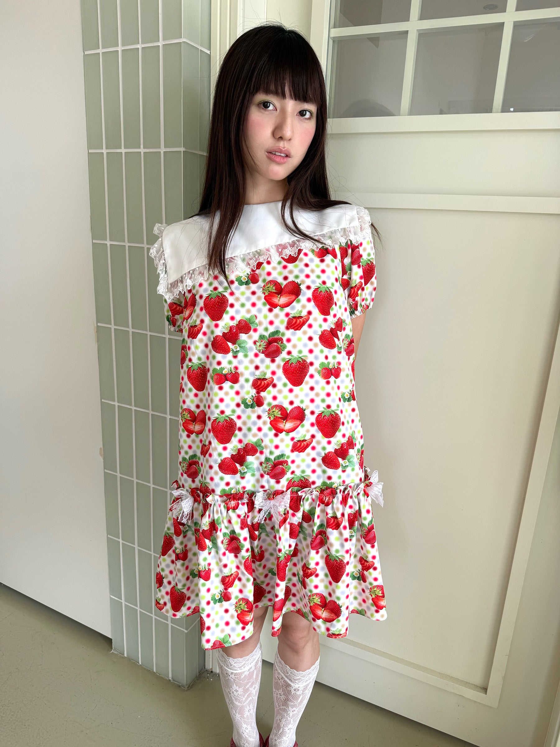 FRUITS - Strawberry Polka Dot Peter Pan Collar Dress dress Fruits