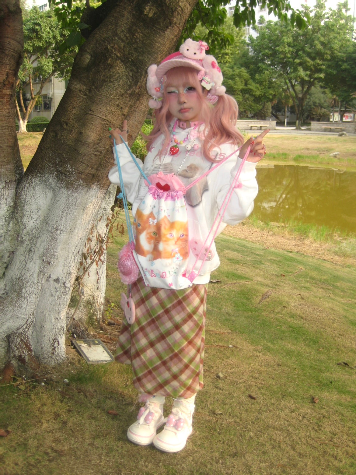 BodyTalk - Kawaii Cat Canvas Drawstring Bag bag bodytalk