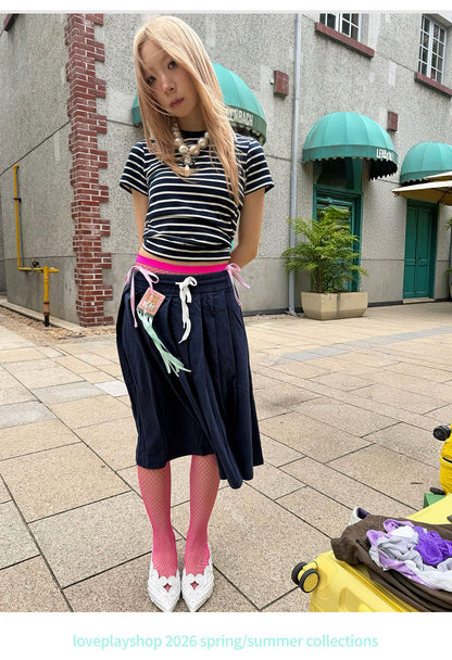 loveplayshop - Solid Color Pleated Cotton Skirt skirt loveplay