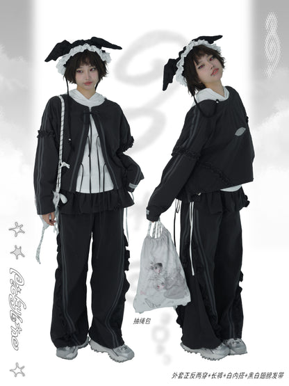 PICKY BONE - Star Angel Wing Headband Hat hat picky bone Black and White