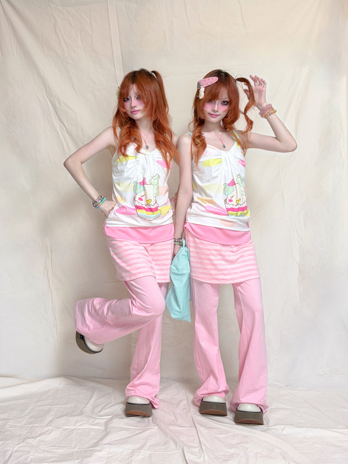 YJM with biubiu - Candy Cupcake Button Strap Cami camisole YJM with biubiu