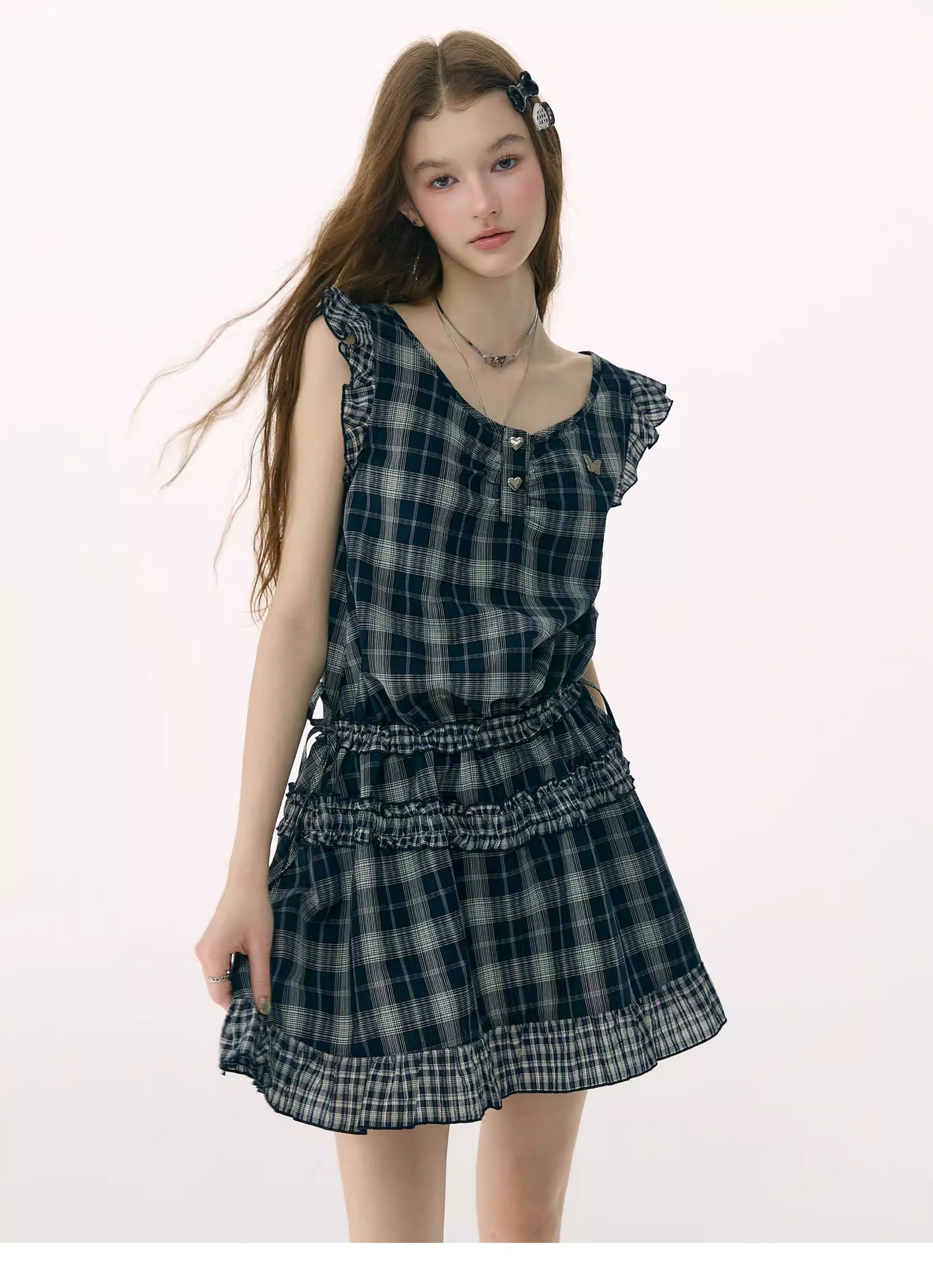 ziziFei - Plaid Ruffle Waist Dress dress ziziFei