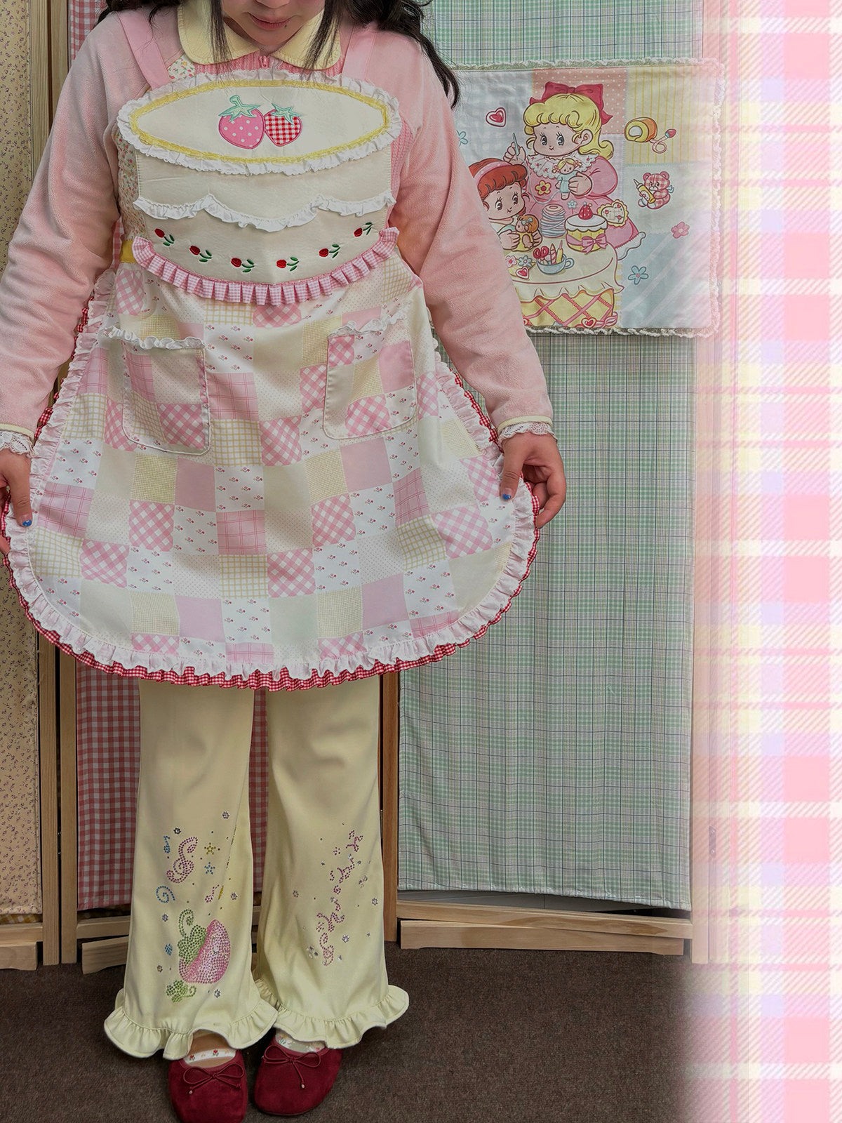 Little Berry - Strawberry Cake Embroidered Apron apron Little Berry