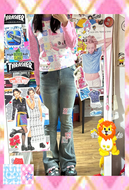 BodyTalk – Y2K Patchwork Low-Rise Flare Jeans jeans bodytalk