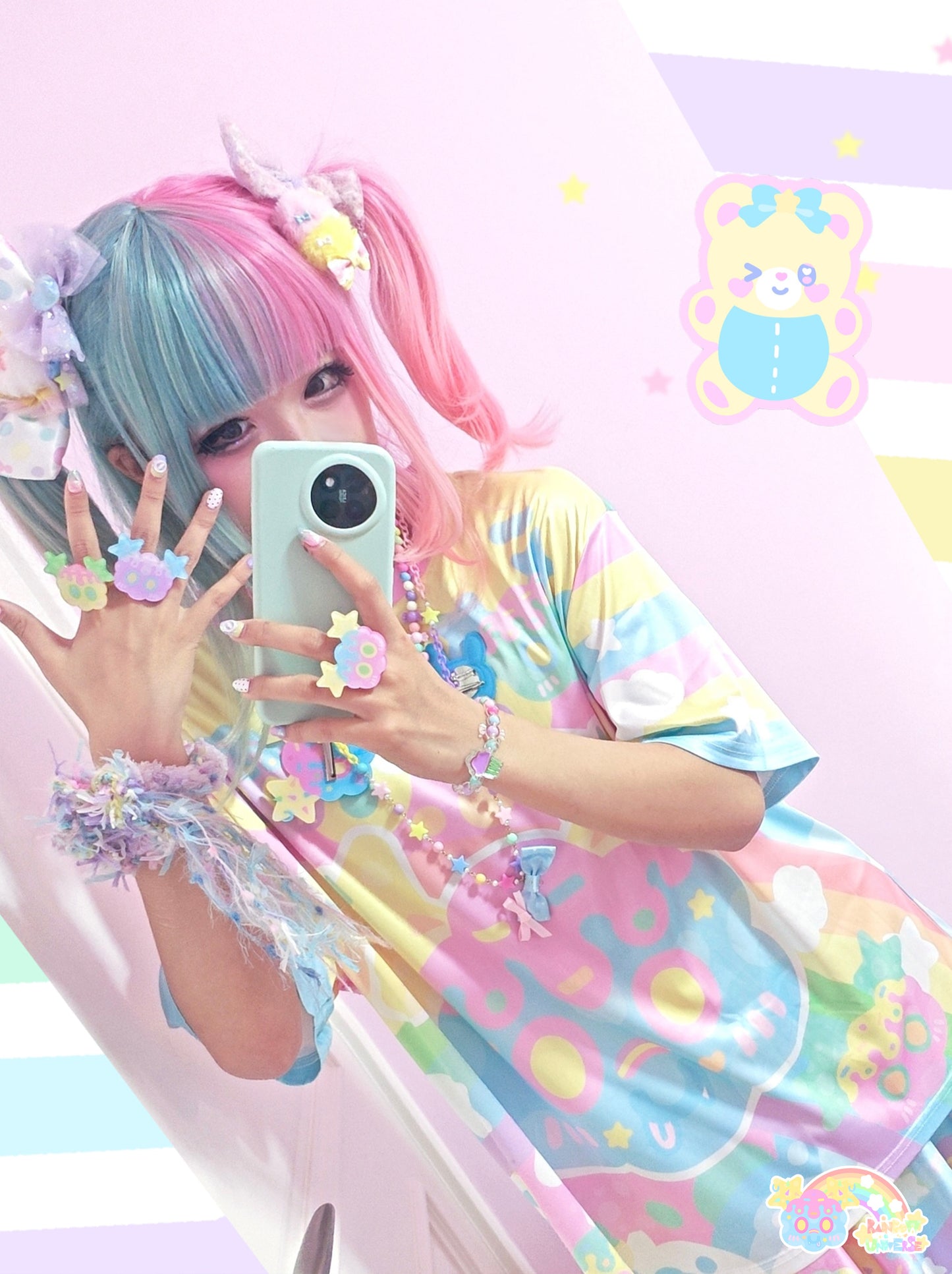 Rainbow Universe RUX - Pastel Macaron Decora Kei Skirt Set set Rainbow Universe RUX