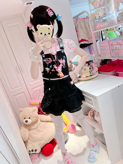 Bunny Planet - Jojifuku Embroidered Denim Jumper Skirt bunnyplanet