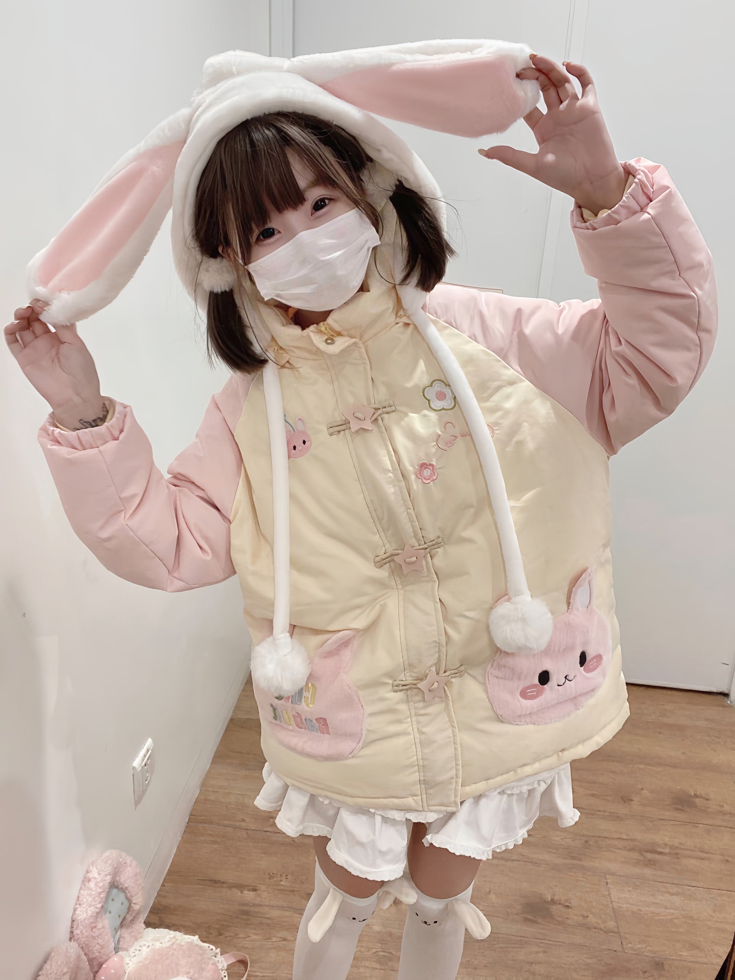 Blurred Bear - Kawaii Bunny Padded Down Jacket coat Blurred Bear
