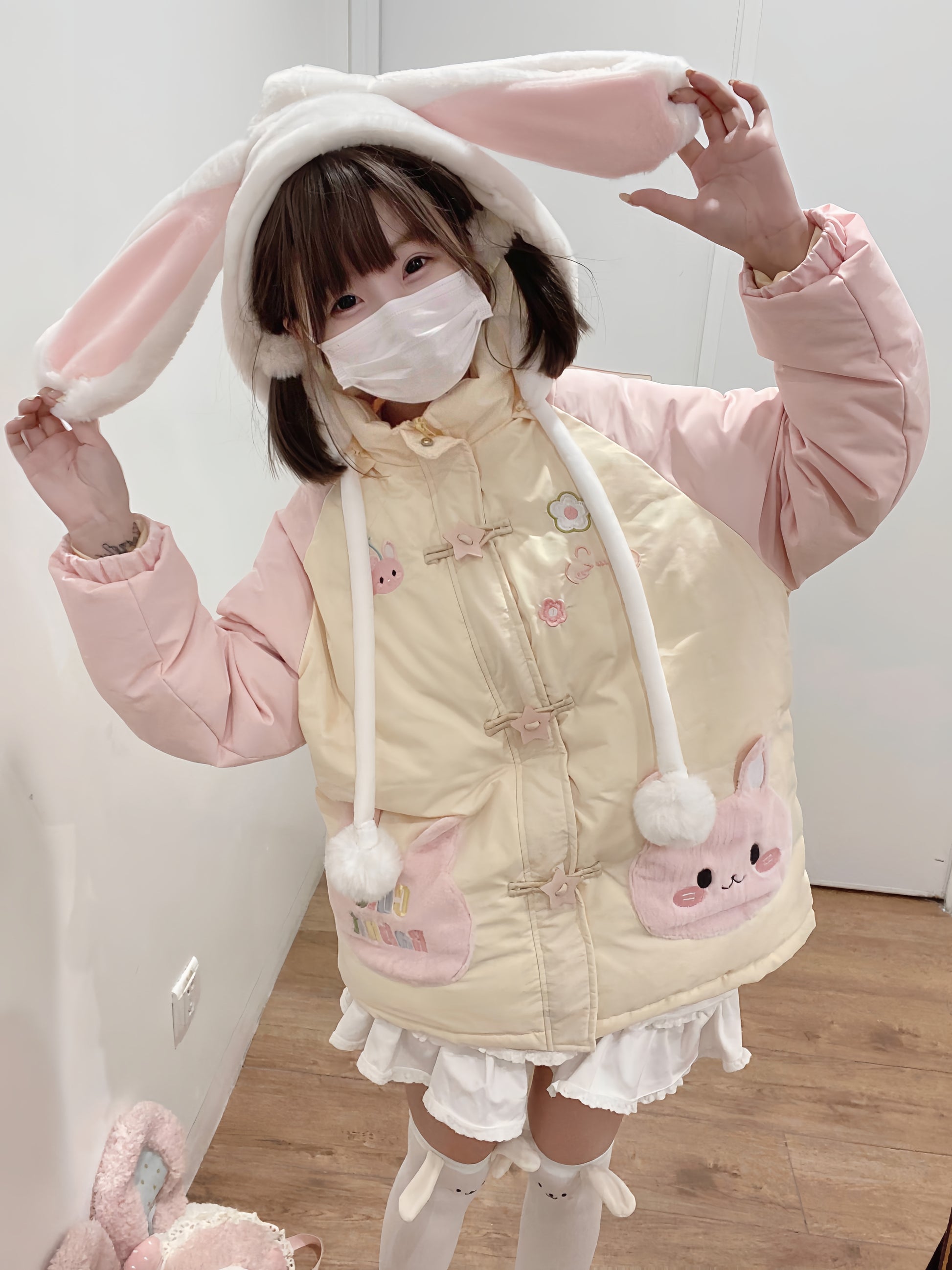 Blurred Bear - Kawaii Bunny Padded Down Jacket coat Blurred Bear