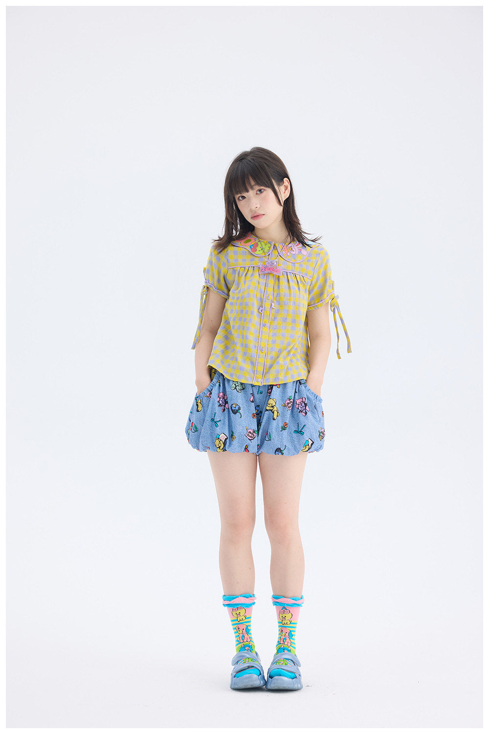 tntntutu - Animal Embroidery Plaid Blouse | Kawaii Harajuku Peter Pan Collar Shirt shirt tntntutu