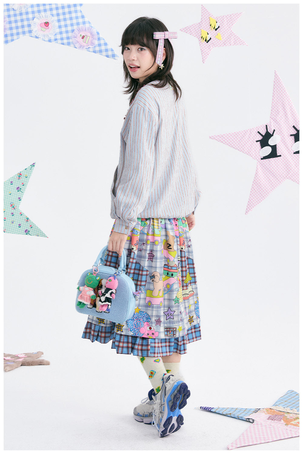 tntntutu - Blue Stripe Colorful Ruffle Collar Jacket jacket tntntutu