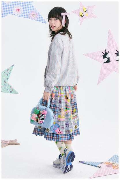 tntntutu - Blue Stripe Colorful Ruffle Collar Jacket jacket tntntutu