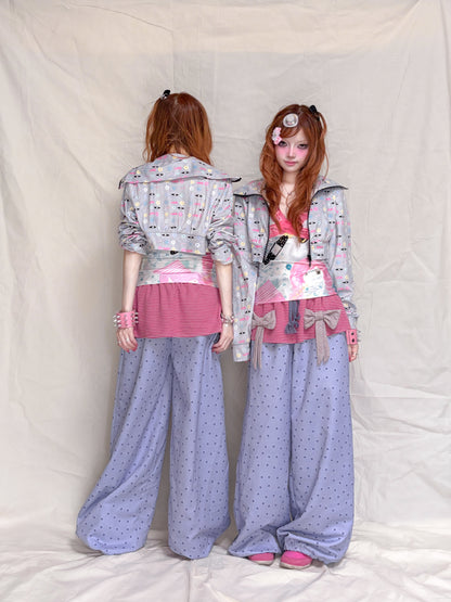 YJM with biubiu - Floral Rhinestone Zip Jacket jacket YJM with biubiu