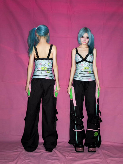 YJM with biubiu Lucky Whisper Clover Lace Camisole tank top YJM with biubiu