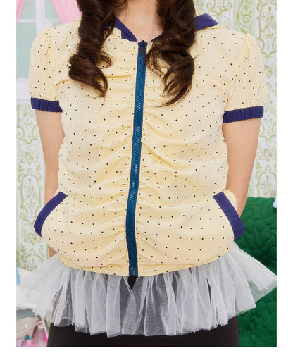 UnsocialNight - Polka Dot Hooded Lace Cardigan shirt UnsocialNight