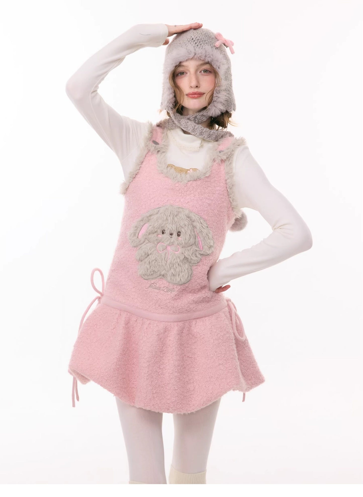 ziziFei - Girly Kei Plush Bunny Pocket Dress dress ziziFei