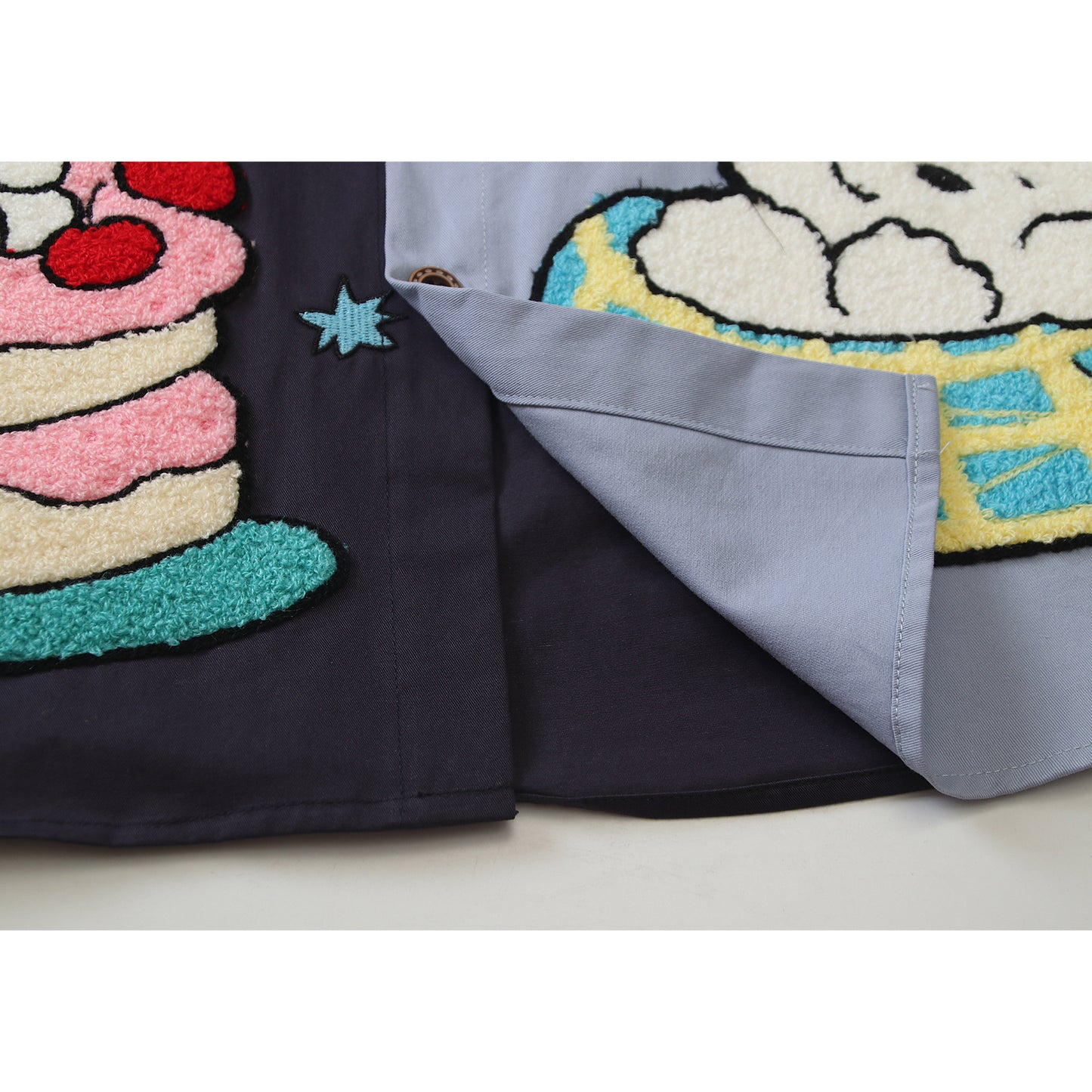 BIBULU - Color Block Cartoon Embroidered Long Sleeve Shirt shirt BIBULU