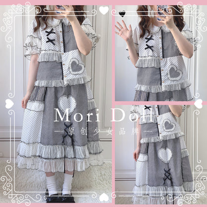 Mori Doll – Polka Dot Patchwork Blouse shirt Mori Doll