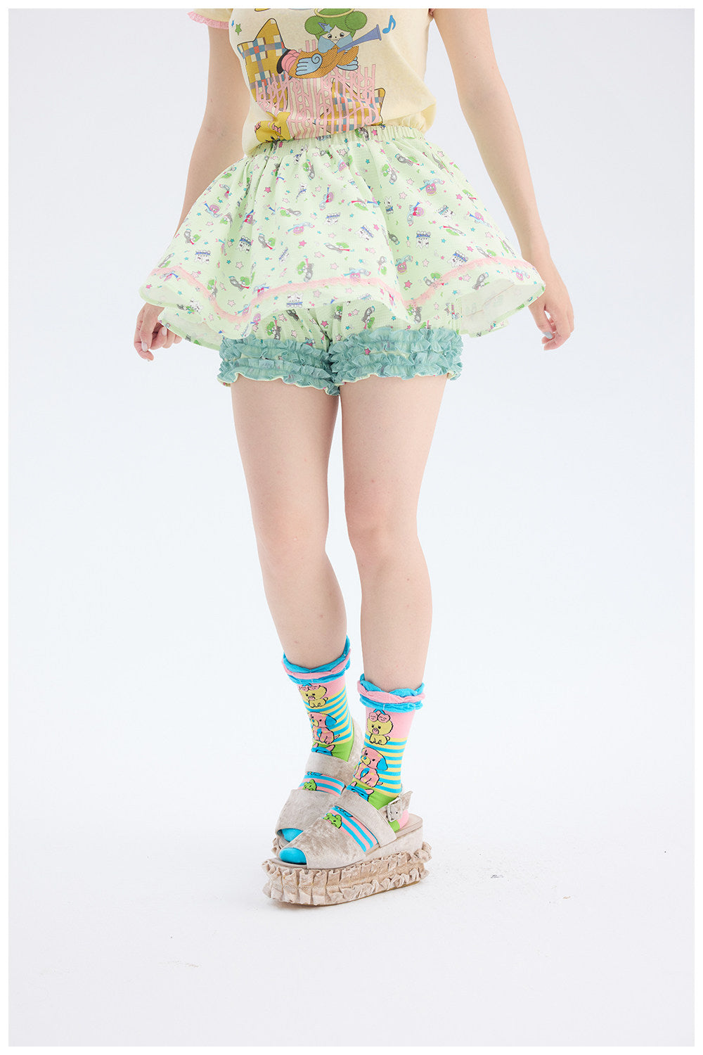 tntntutu - Mint Green Angel Print Skort | Fairy Kei Kawaii Harajuku Shorts skirt tntntutu