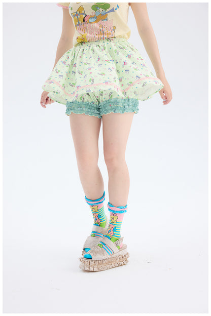 tntntutu - Mint Green Angel Print Skort | Fairy Kei Kawaii Harajuku Shorts skirt tntntutu