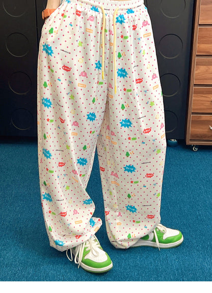KURIOSITAET - White Polka Dot Wide-Leg Pants