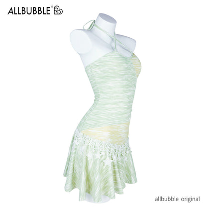Allbubble - Yellow Green Star Halter Dress dress Allbubble