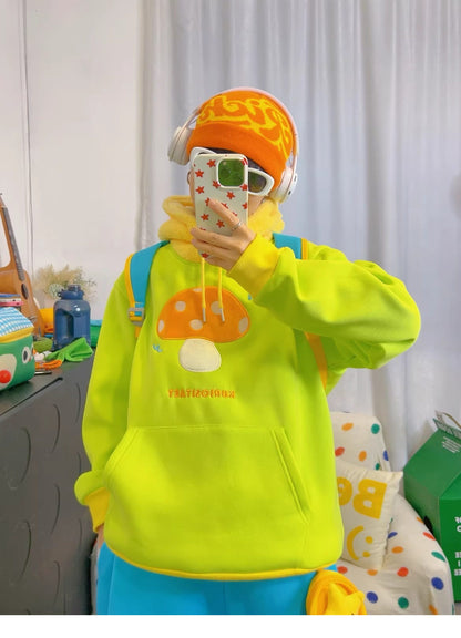 KURIOSITAET - Green Mushroom Embroidered Hoodie hoodie KURIOSITAET