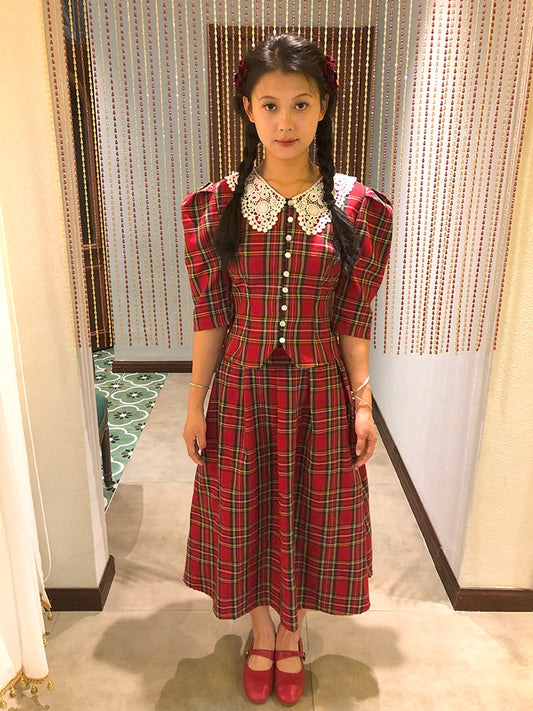 Nanjun Vintage – 90s Red Plaid Set set Nanjun Vintage