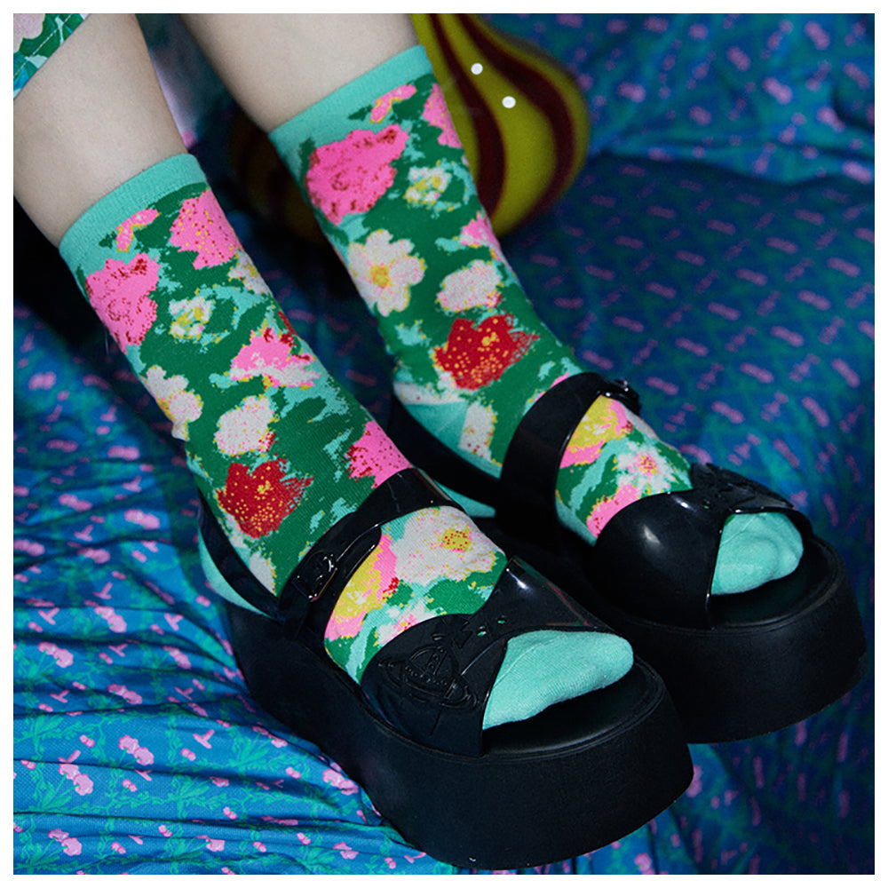 tntntutu Floral Cotton Socks Set | Colorful Mid-Calf Socks for Women | 2 Pairs sock tntntutu