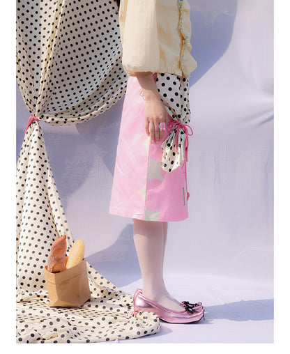 UnsocialNight - Pink Itabag Print Midi Skirt skirt UnsocialNight