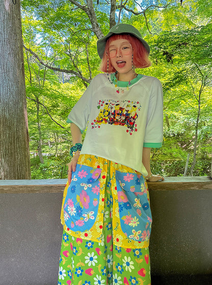 made in zzz - Strawberry Floral Wide Leg Pants pants made in zzz