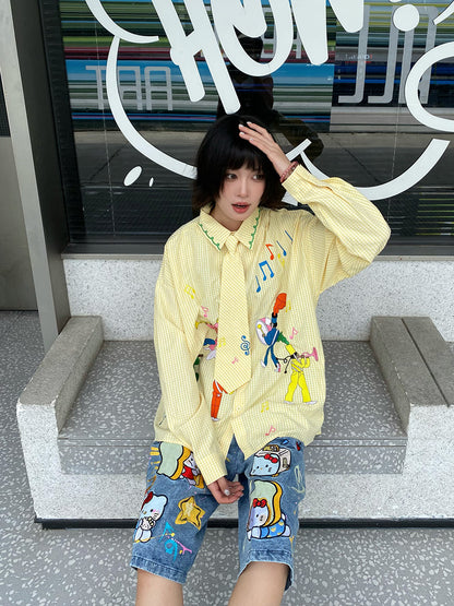 BIBULU - Kidcore Embroidered Plaid Shirt shirt BIBULU