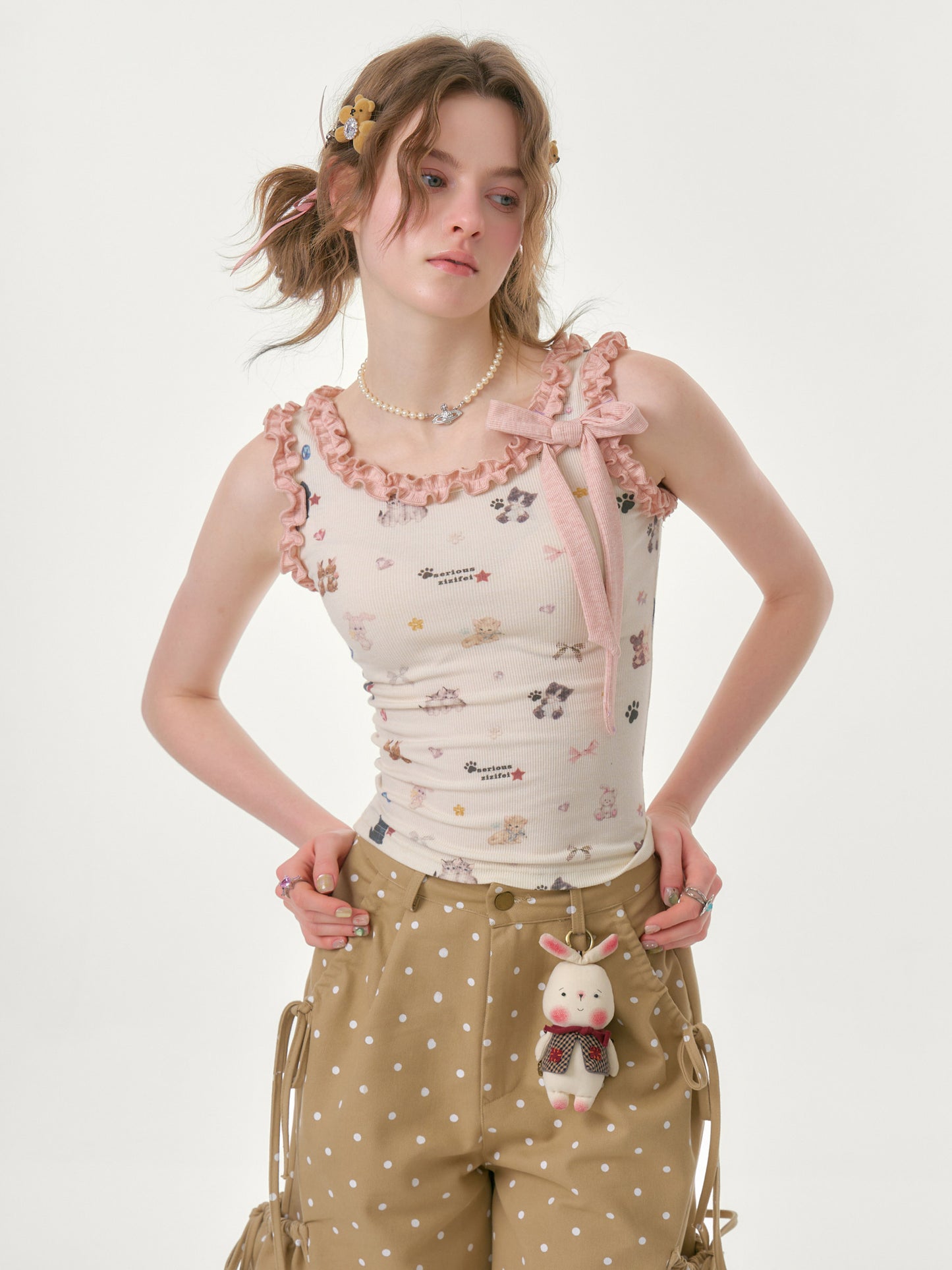 ziziFei - Cat Garden Ruffle Cami Top camisole ziziFei
