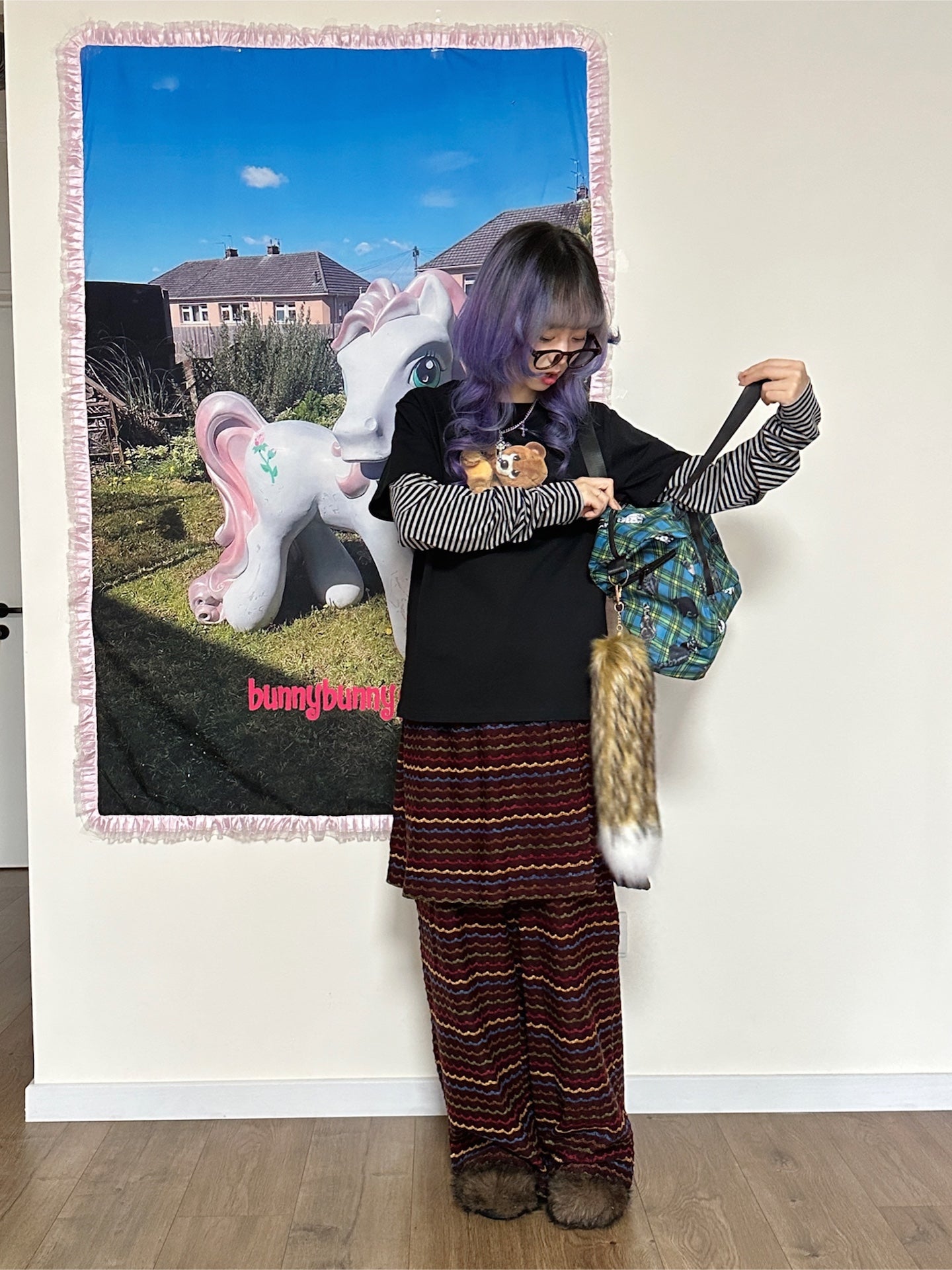 BunnyBunnyGun - Harajuku Wide Leg Pants Brown Layered Skirt Style pants bunnybunnygun